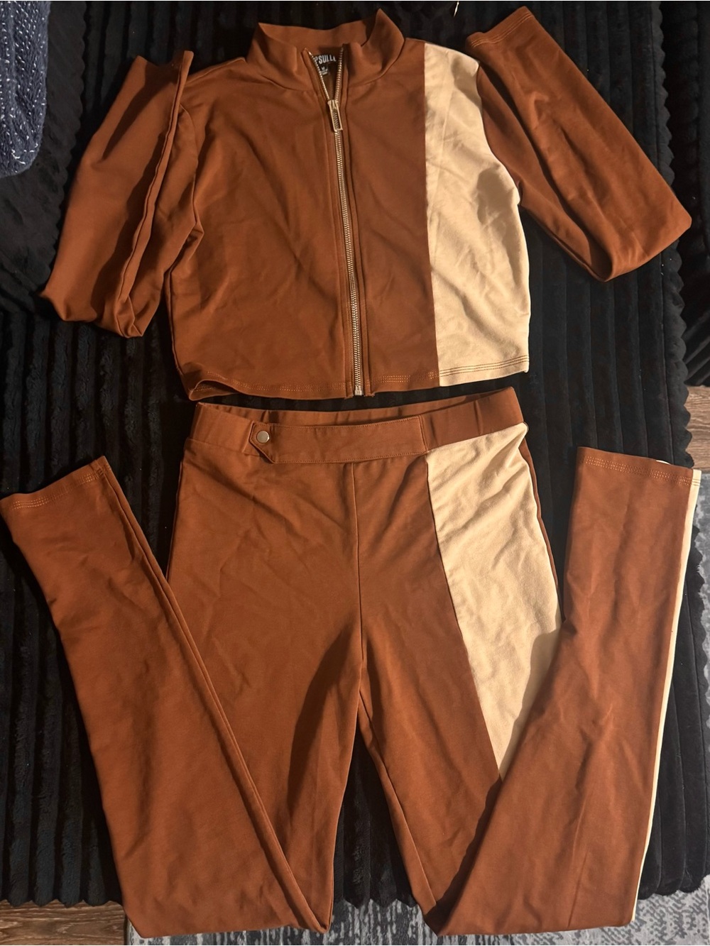 Luxe Mocha & Cream Colorblock Two-Piece Set